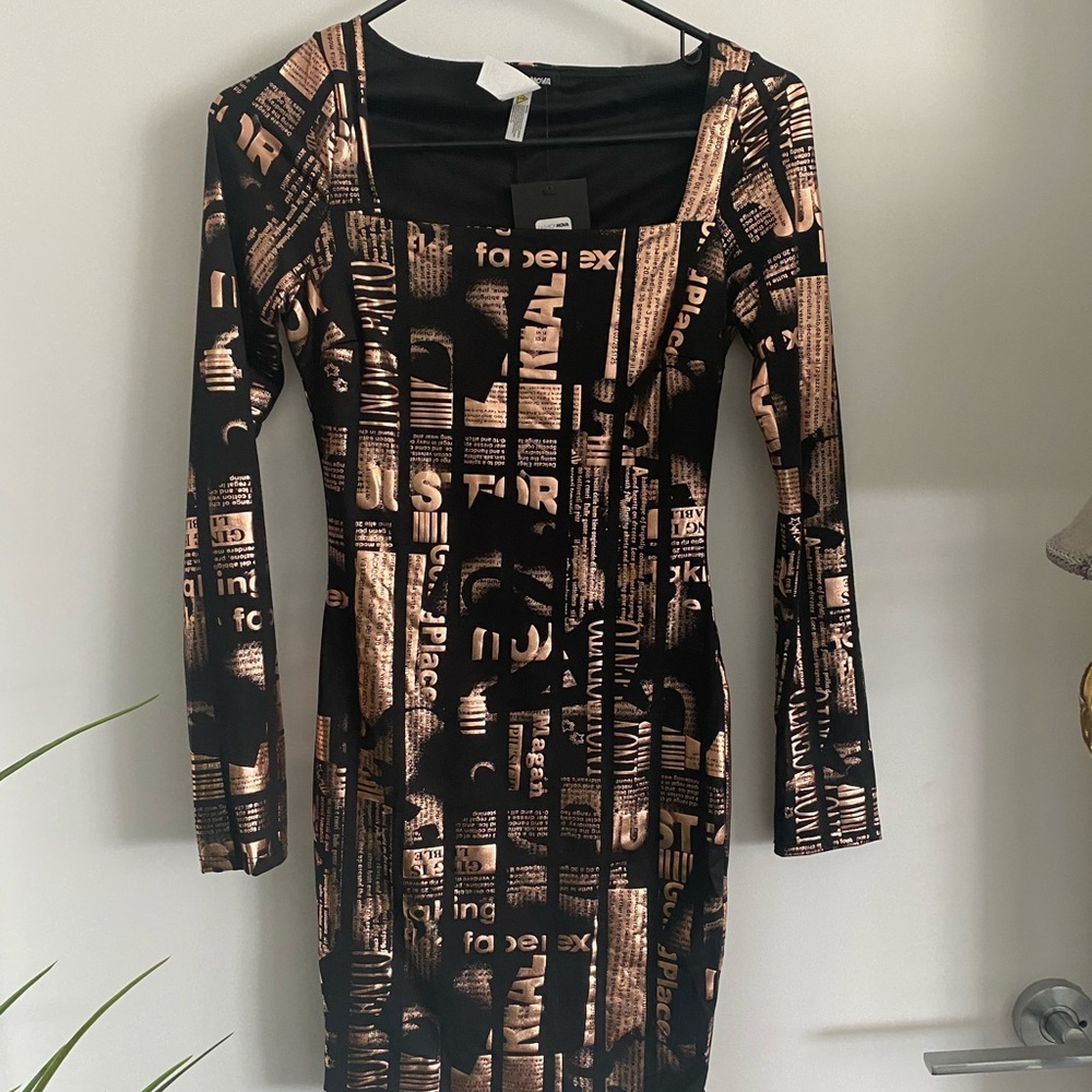 Rose gold and black mini dress